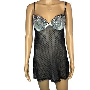 Inner Secrets Swiss Dot Babydoll Bustier Dress